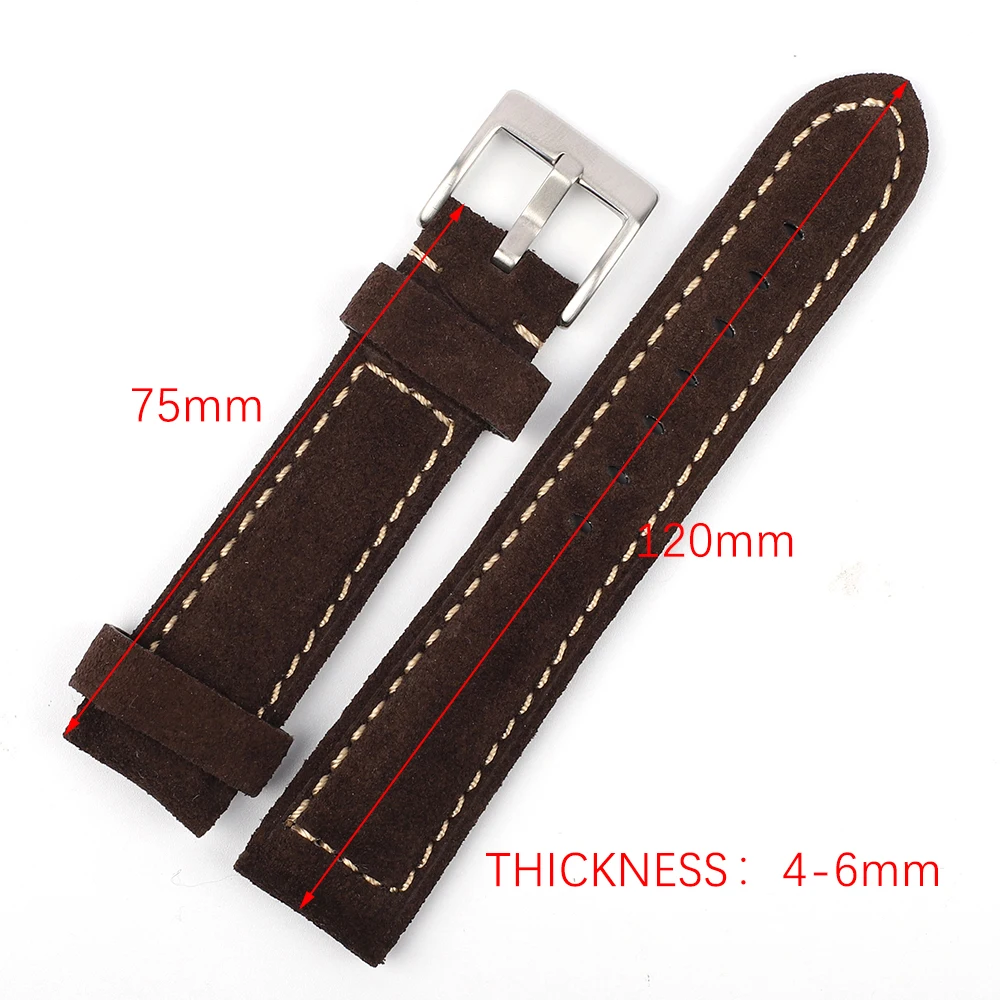 Suede Leather Watch Strap Band 8mm 20mm 22mm Watchstrap Handmade Stitching Replacement Wristband for Men Woman Watch Bracelet image 4