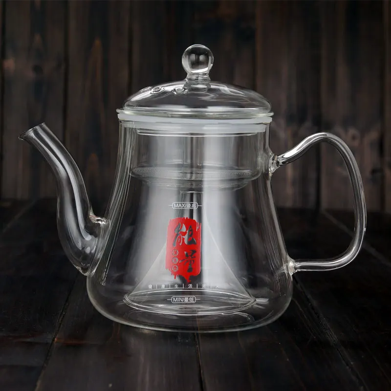 Glass Steaming Tea Pot Electric Stove Boiler 1200ml Heat Resistant Commercial Teapot