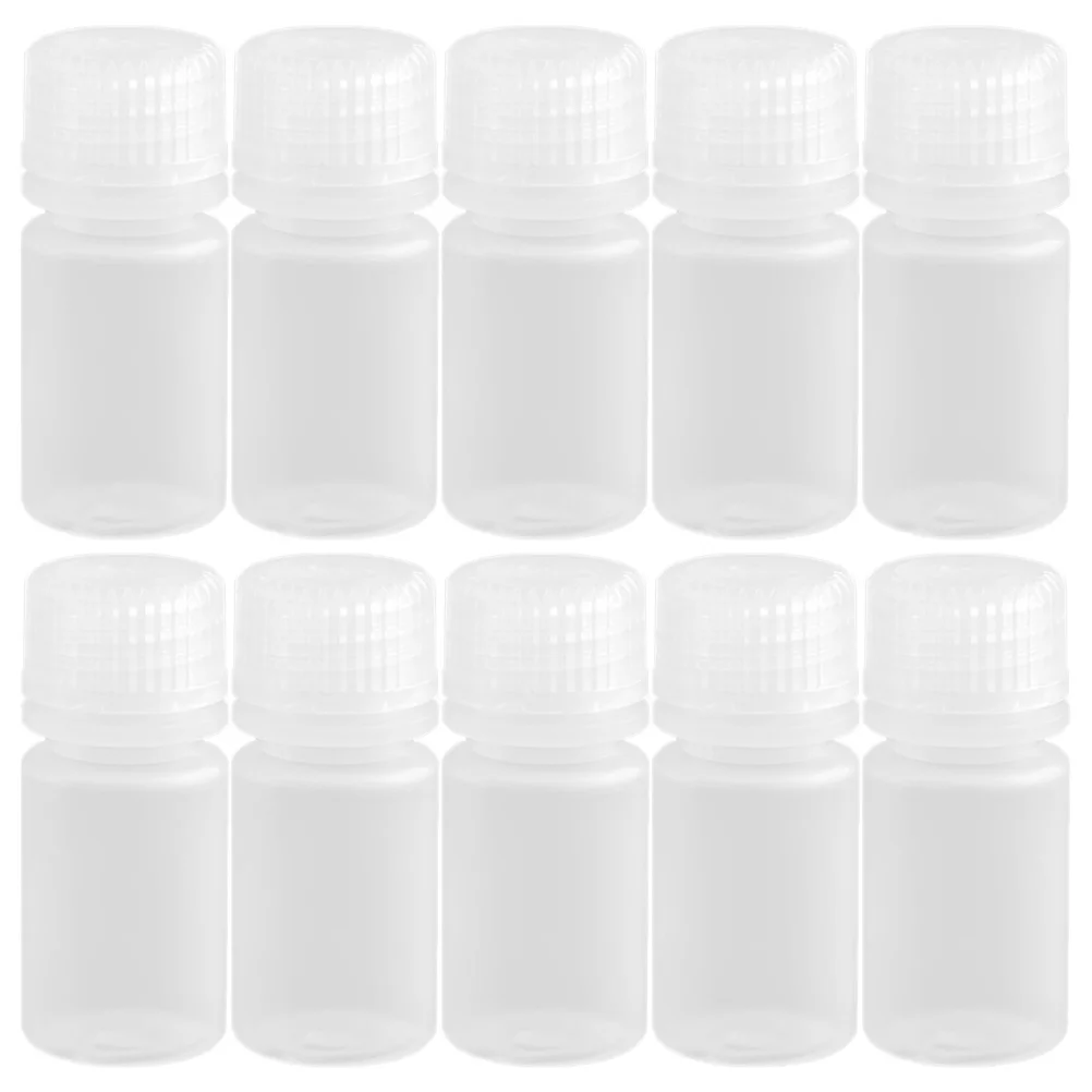 10Pcs Plastic Wide Mouth Bottles 30Ml Reagent Vials with Caps Lab Grade Sample Storage Bottles Resealable Liquid Solid