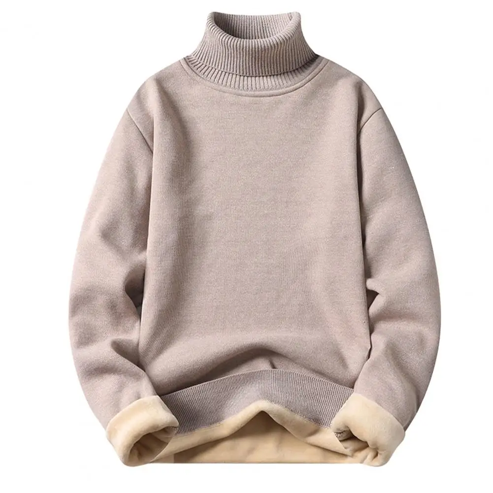 Trendy New Men's Loose Fitting Plush High Neck Long Sleeved Multi-color Sweater Knit Sweater Comfortable Casual Versatile Top