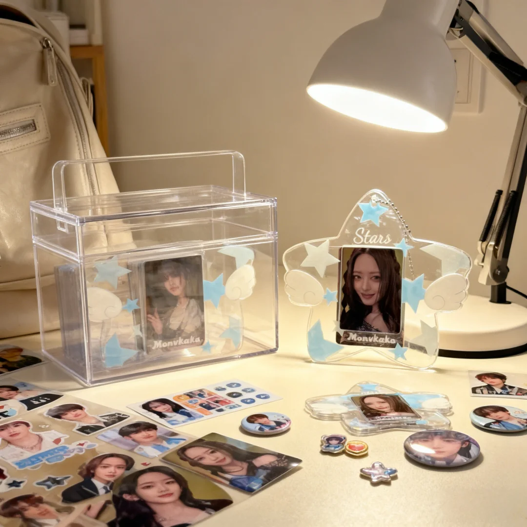 Hot Sale Fashion Pvc Star-Shaped 3-Inch Card Holder Cute Girl Idol Photo Storage Card Holder Backpack Pendant Keychain Gift