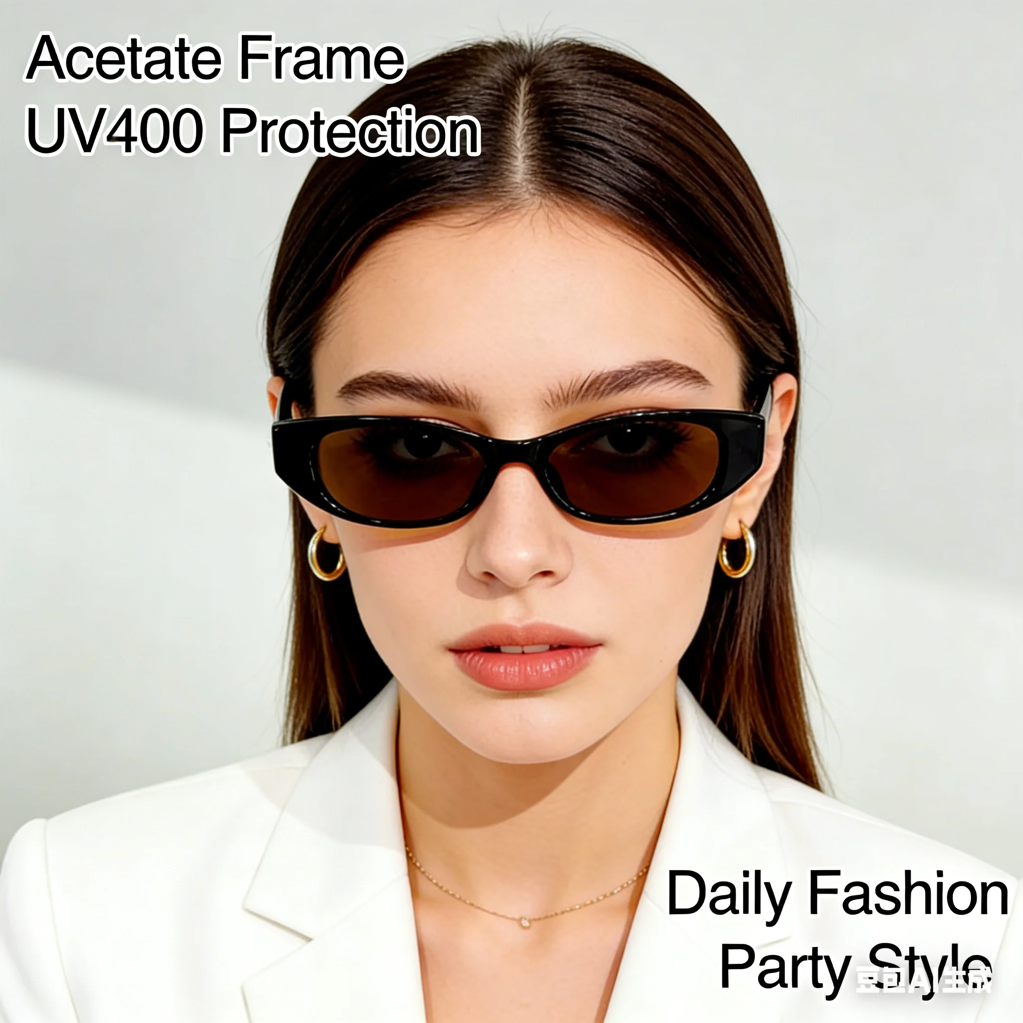 

KLASSNUM Vintage Narrow Rectangle Sunglasses Women 90s Brand designer Aesthetic Small CatS Eye Sun Glasses Fashion Street Shades