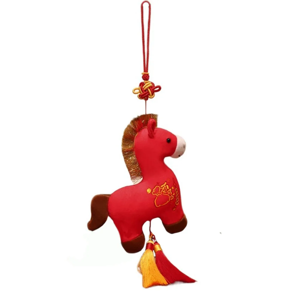

Fashion 15cm Plush Pony Keychain Mascot Doll Bag Charms New Year Horse Hanging Creative Ornaments Pony Key Ring Bag Key Decor