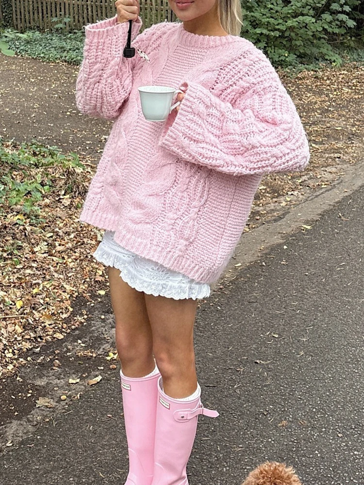 

Повседневные вязаные крючком джемперы с круглым вырезом и длинными рукавами, осень-зима, новые женские теплые пуловеры для поездок на работу, модный вязаный ажурный свитер