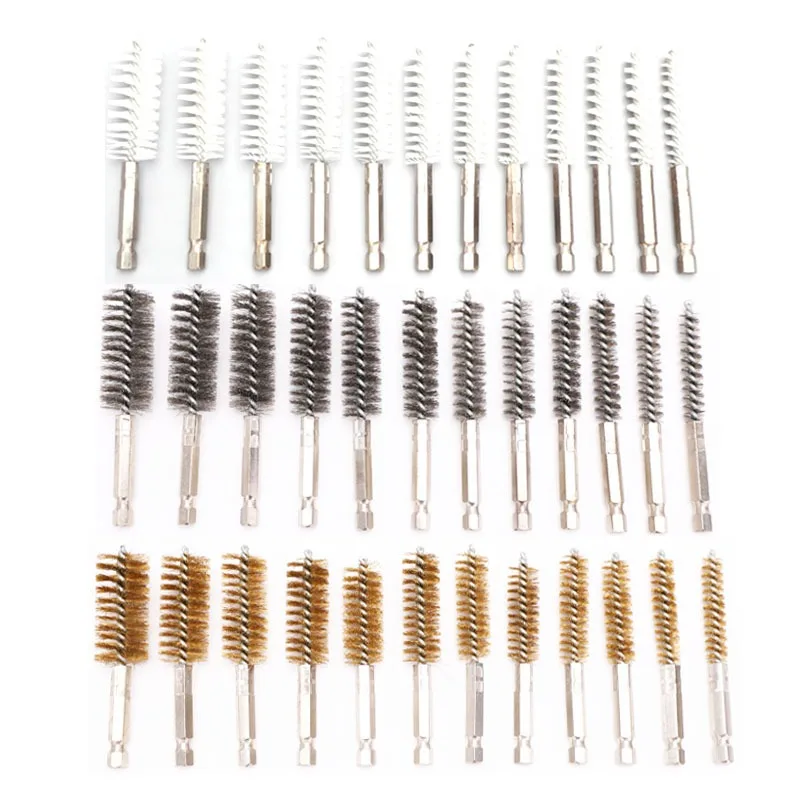 6PCS Edelstahl/Kupfer/Nylon Bohren Pinsel Set Reinigung Pinsel Vielseitig Rohr Reiniger Elektrische Bohrer Schlag Werkzeug reinigung