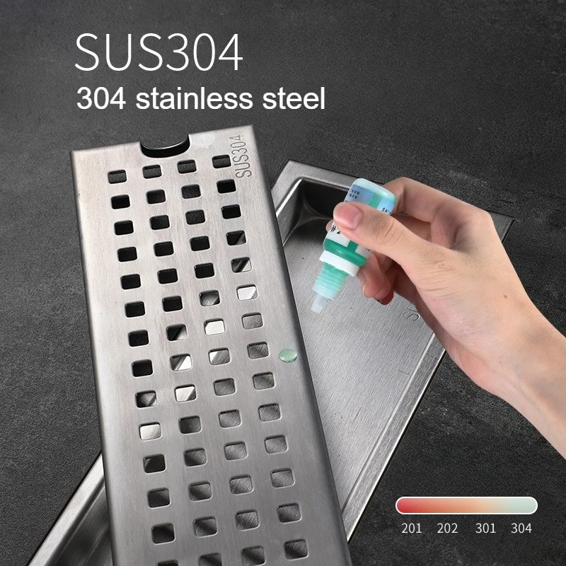 304ステンレス鋼製リニアシャワードレイン（浴室、トイレ、シャワールーム用）