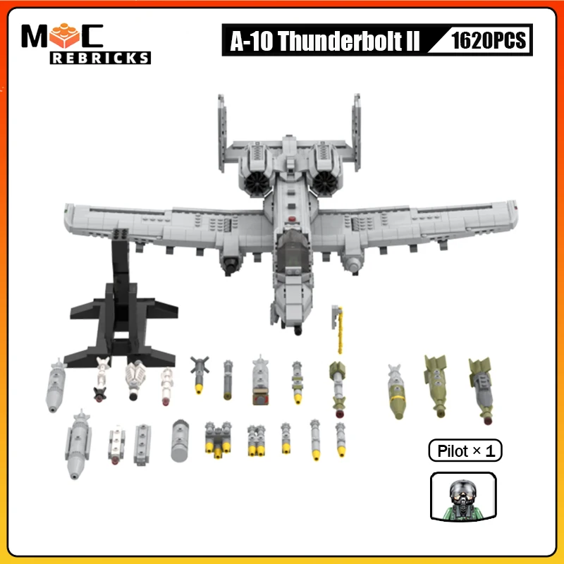 Military Weapons Republic A-10 Thunderbolt II Building Block Fighter MOC Attack Aircraft Assembly Model Bricks Toy Collector Kit