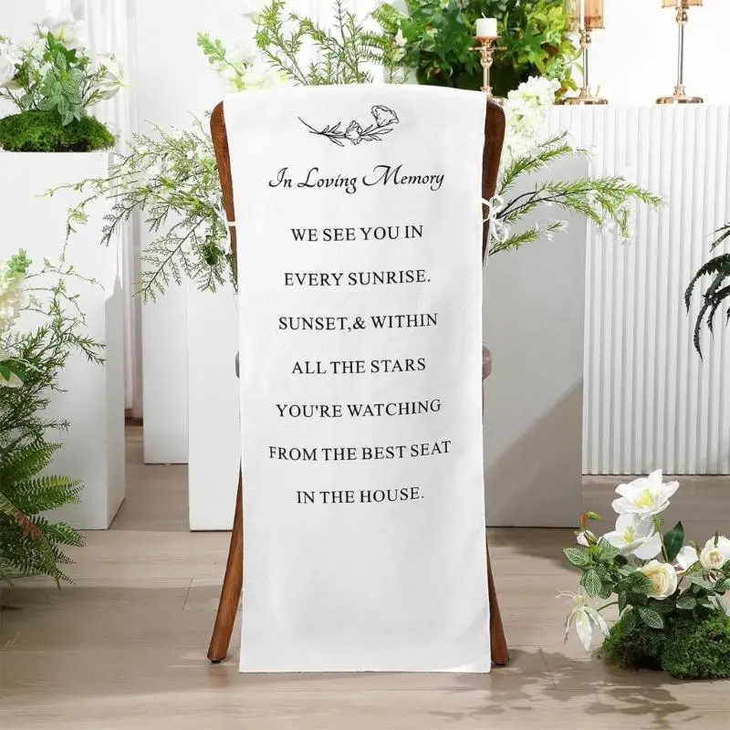 L9BE Decorative Frosted Fabric Reserved Sign Elegant Wedding Ceremony Accessory