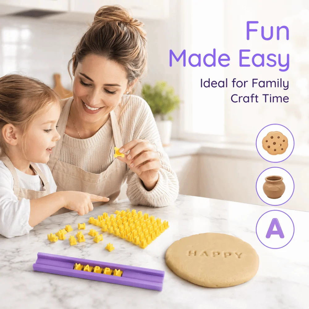 Raised Character Stamp Pieces Cookie Stamps Slotted Holder Fine Workmanship Letter Stamps Easy Demolding Claim