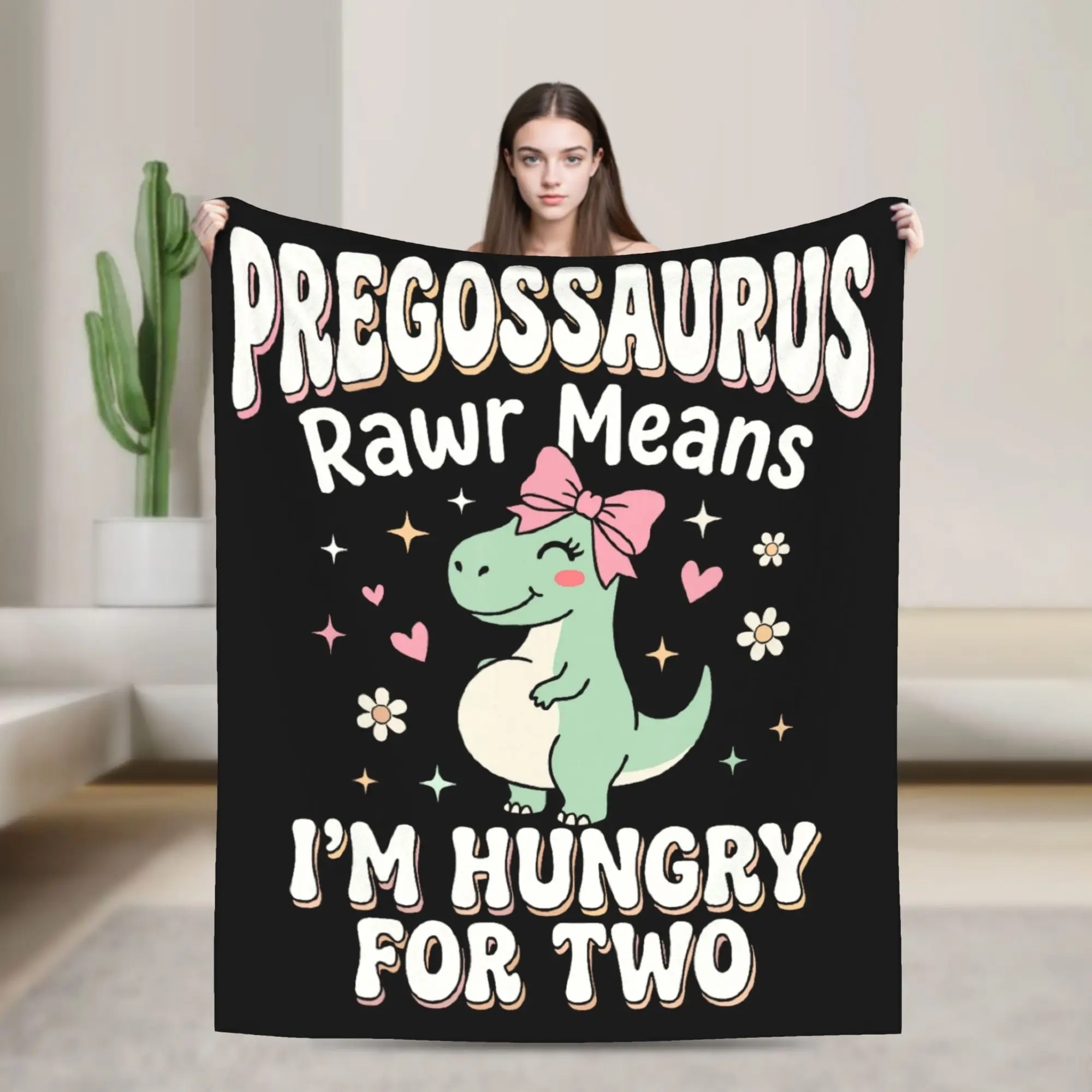 Pregosaurus Rawr Means I'm Hungry for Two Throw Blanket Warm Aesthetic Blanket  For Couch Chair Flannel Bedspread Bed Cover