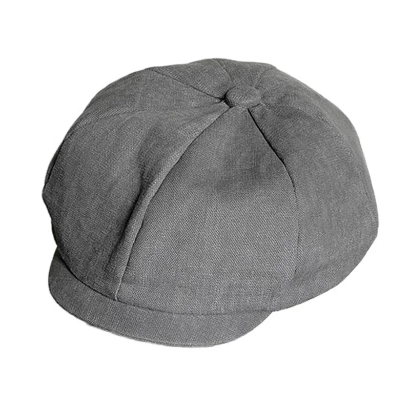 Gray Twill Cotton Newsboy Cap for Men Women Classic Cabbies Driver Caps Gatsby Flat Hat Baker Boy Cap NC06