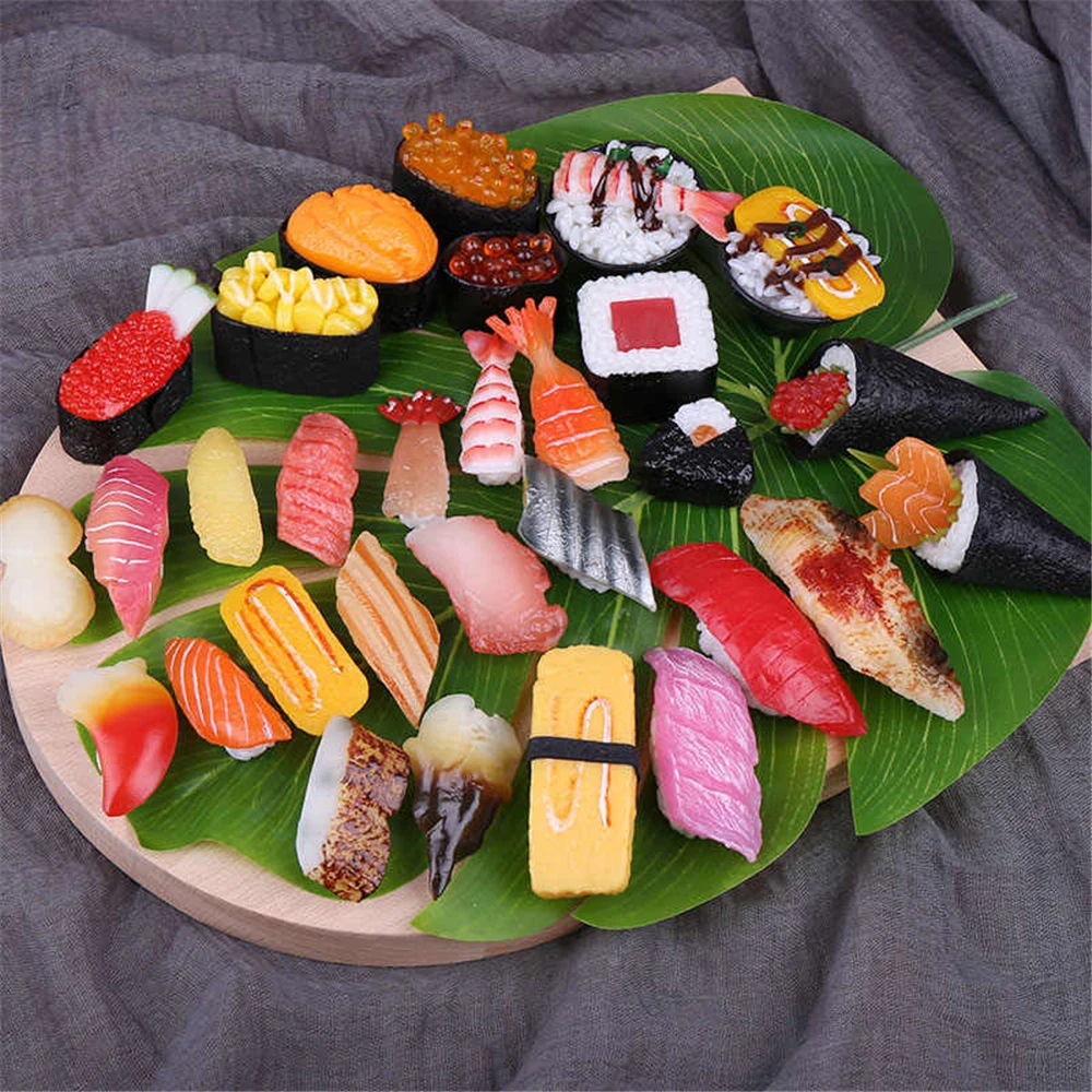 

Simulation fake artifical food prop restaurant shop store decor Oshizushi Chirashi Temaki Gunkan Maki Nigiri Sushi zushi