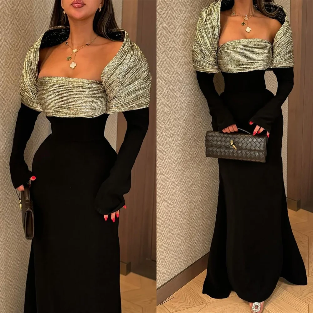 فساتين سهرة جيرسي ناعمة حورية البحر مخصصة بأكمام طويلة رائعة قبالة الكتف فساتين العودة للوطن فساتين حفلات فاخرة #3