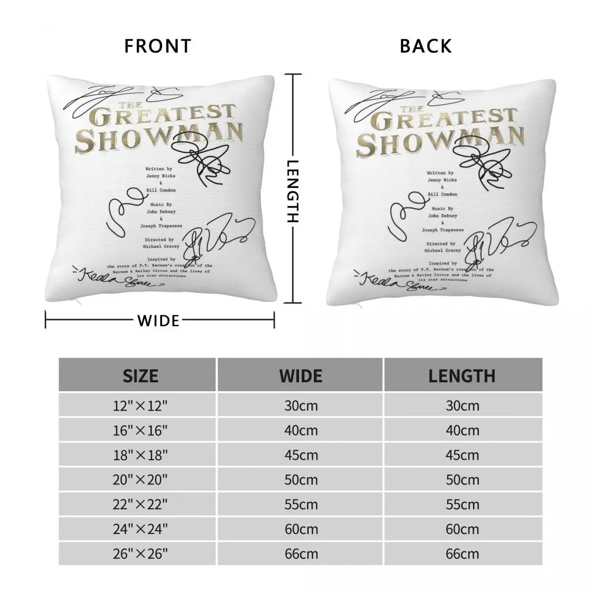 The Greatest Showman Script Square Pillowcase Polyester Linen Velvet Creative Decor Throw Pillow Case Sofa Seater Cover 45x45