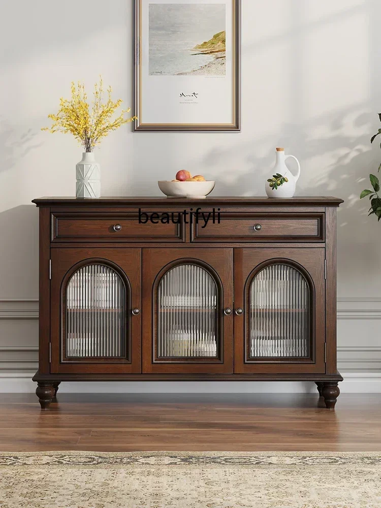 D178 Y American Solid Wood Sideboard Locker Cupboard Tea Cabinet Wine Cabinet Kitchen Ash Cabinet Storage Furniture