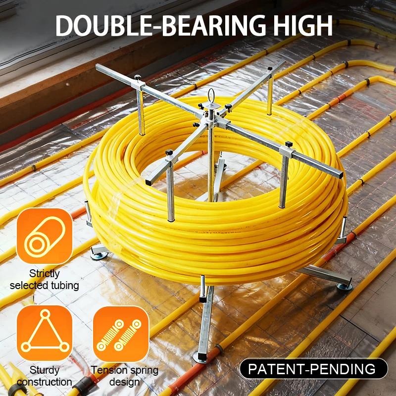 Manual Floor Heating Pipe Dispenser Radiant Floor Tube Unwinder Metal Durable PEX Pipe Dispenser Stand Pipe Coil Dispenser Rack