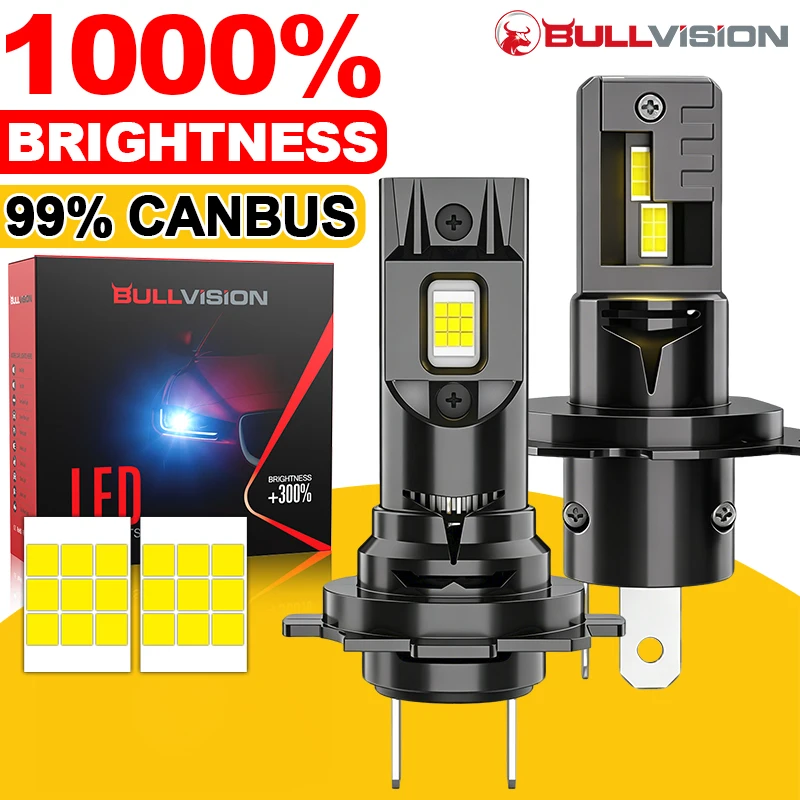 Bullvision H7 LED Lights Bulbs 150W 60000LM H7 LED Headlights Canbus H4 LED Headlights Car Turbo Lamps 6000K 12V Automobile ﻿