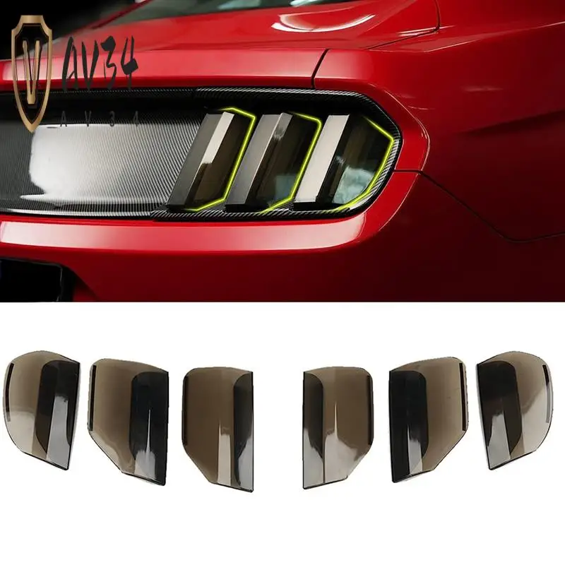 

AV34-Taillight Cover Guard Trim Frame Accessories For Ford Mustang 2015 2016 2017, Smoke Black