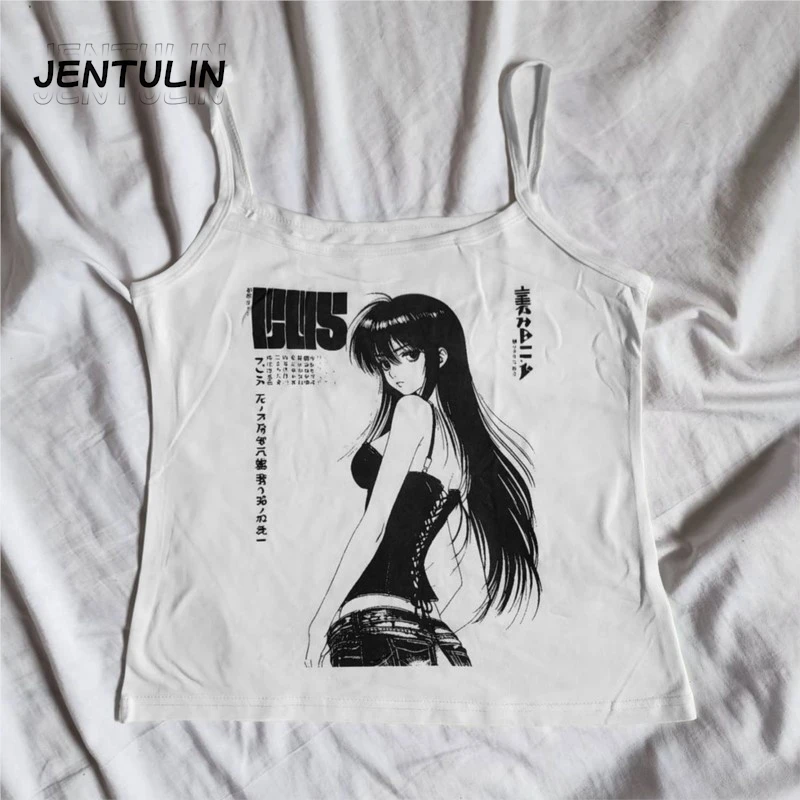 Vinatge débardeur imprimé graphique Y2k vêtements années 2000 femmes sans manches Corset Grunge haut court esthétique Sexy e-girl gothique bébé t-shirt