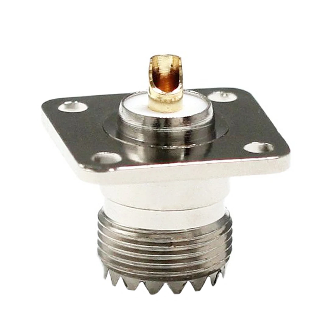 1pc UHF Female Jack SO239 RF Connector 4-hole Panel Mount Chassis With Solder Cup Welding Terminal