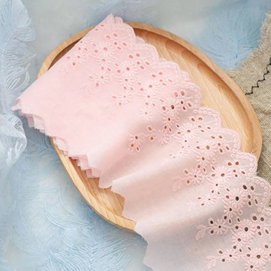 1Yard 100% Cotton Embroidery Lace Fabric Sewing Guipure Trim Warp DIY Garment Accessories Repair 11CM Wide