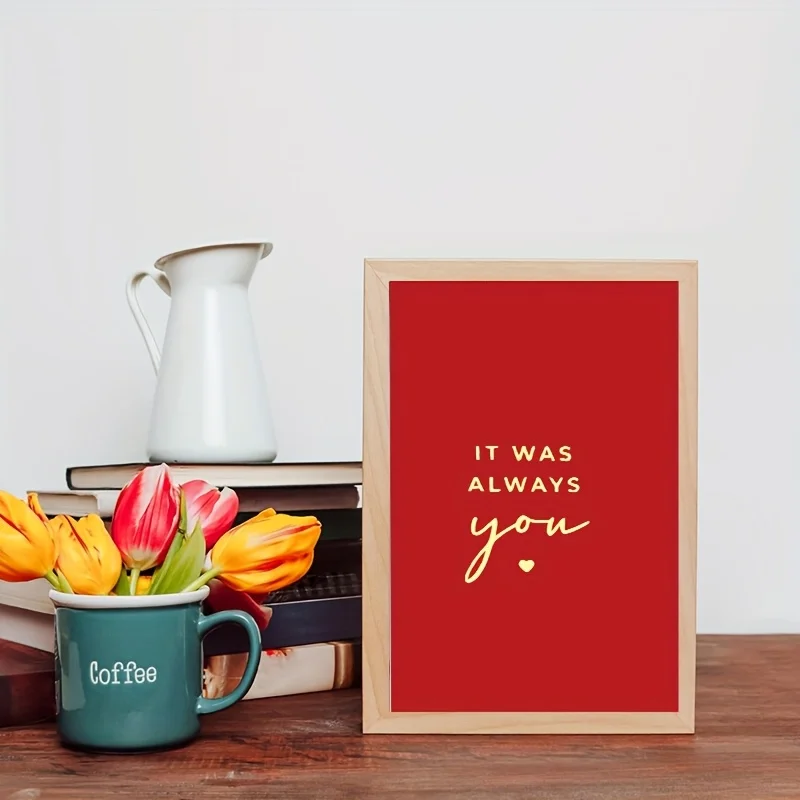 بطاقة تهنئة حمراء ذات طابع كرتوني |   "It Was Always You" حروف ذهبية |   مثالية لعيد الحب وأعياد الميلاد والذكرى السنوية