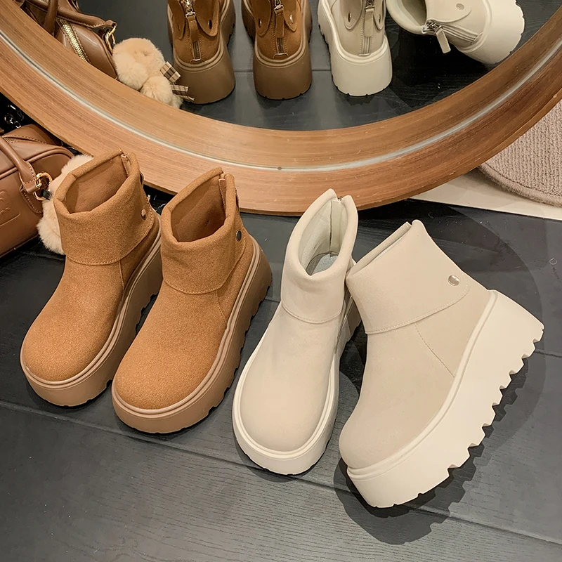 

Women's Snow Boots 2025 Autumn New Thick Sole Heightening Suede Birken Boots