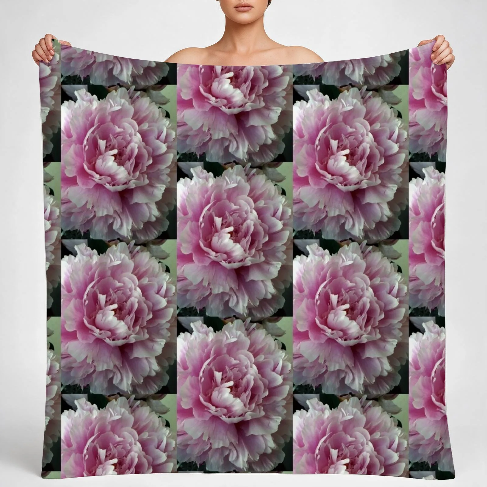 Peonies Throw Blanket couch cozy soft plush fuzzy picnic outdoor blanket