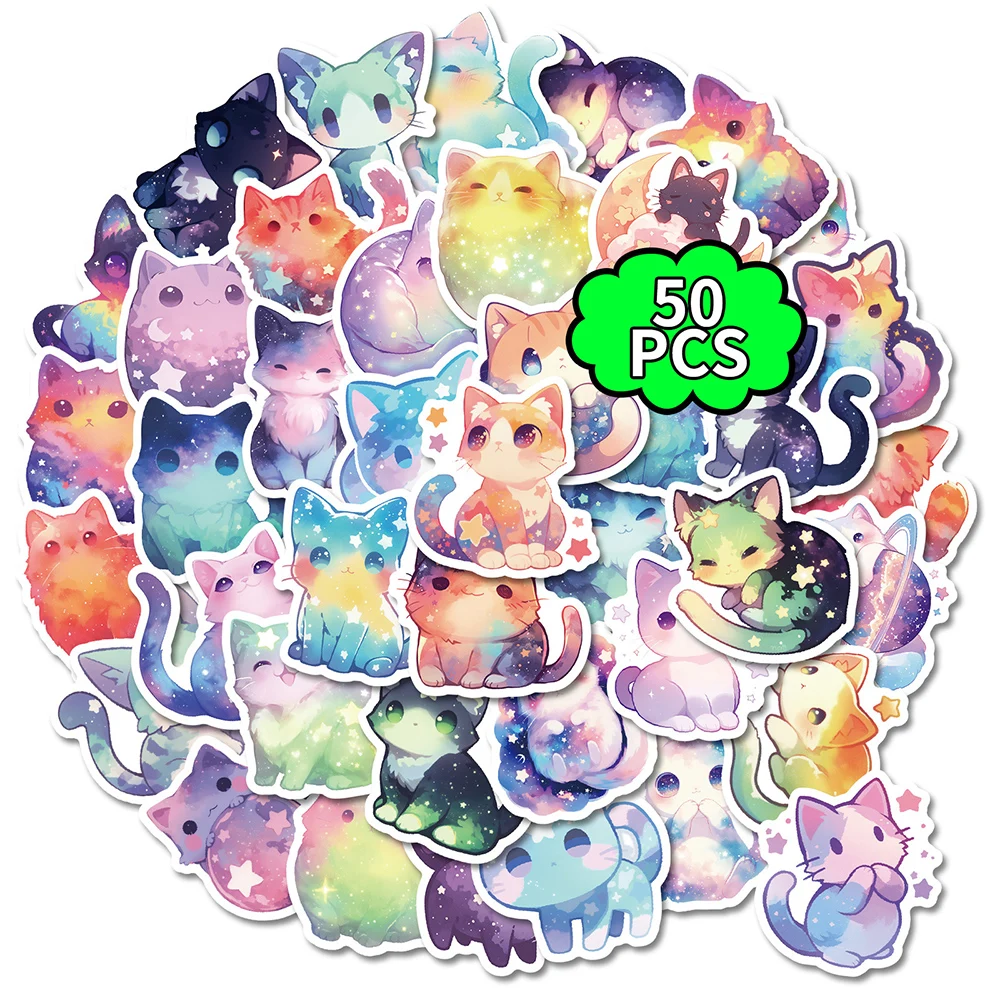 ملصقات قطة مرصعة بالنجم ملونة 10/30/50 ملصقات كرتون ظريفة للأطفال لعبة تصنعها بنفسك زجاجة ماء كمبيوتر محمول شارات جرافيتي للهاتف