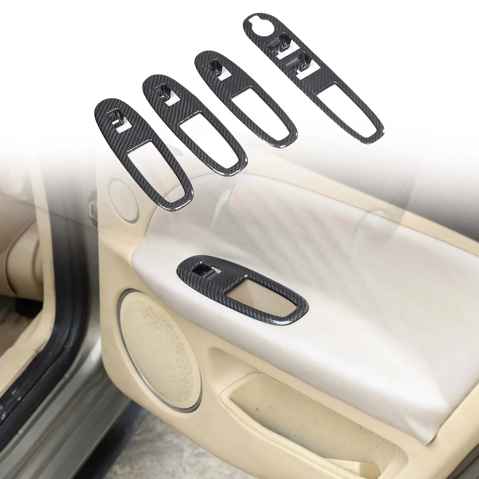 4Pcs Real Carbon Fiber For Alfa Romeo 159 Brera Spider 2004-2011 Car Glass Lift Frame Decorative Sticker Interior Accessories