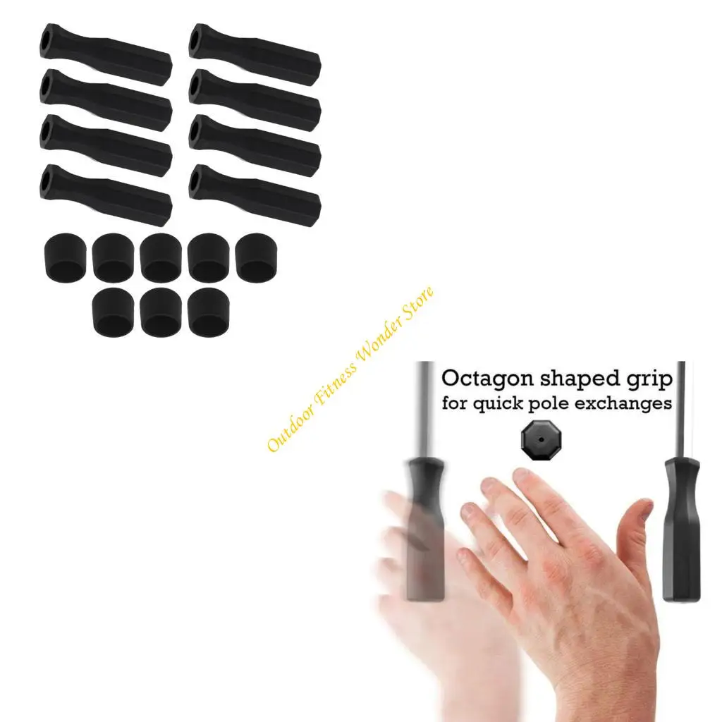 

E8BF 8Pcs Plastic Octagonal Handle Grip Caps Replacement Set For Table Soccer Machine Ergonomic Thumb Curves Antislip Design