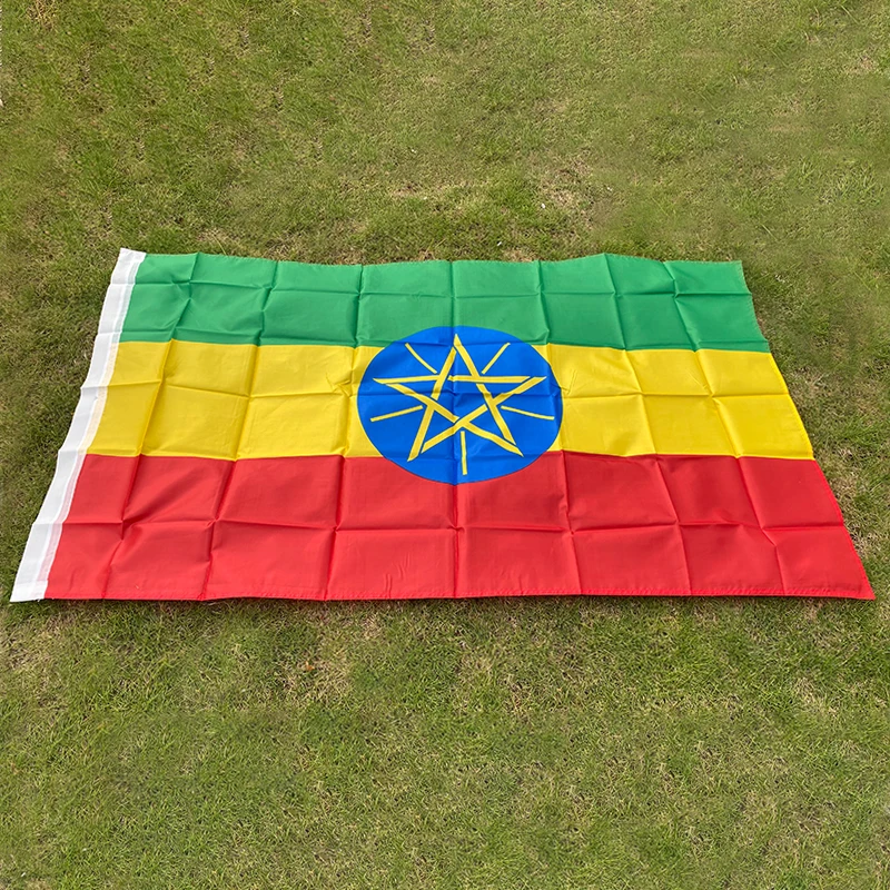 

aerlxemrbrae flag 90*150cm Ethiopia National Flag Hanging Flag Polyester Ethiopian Banner for Celebration