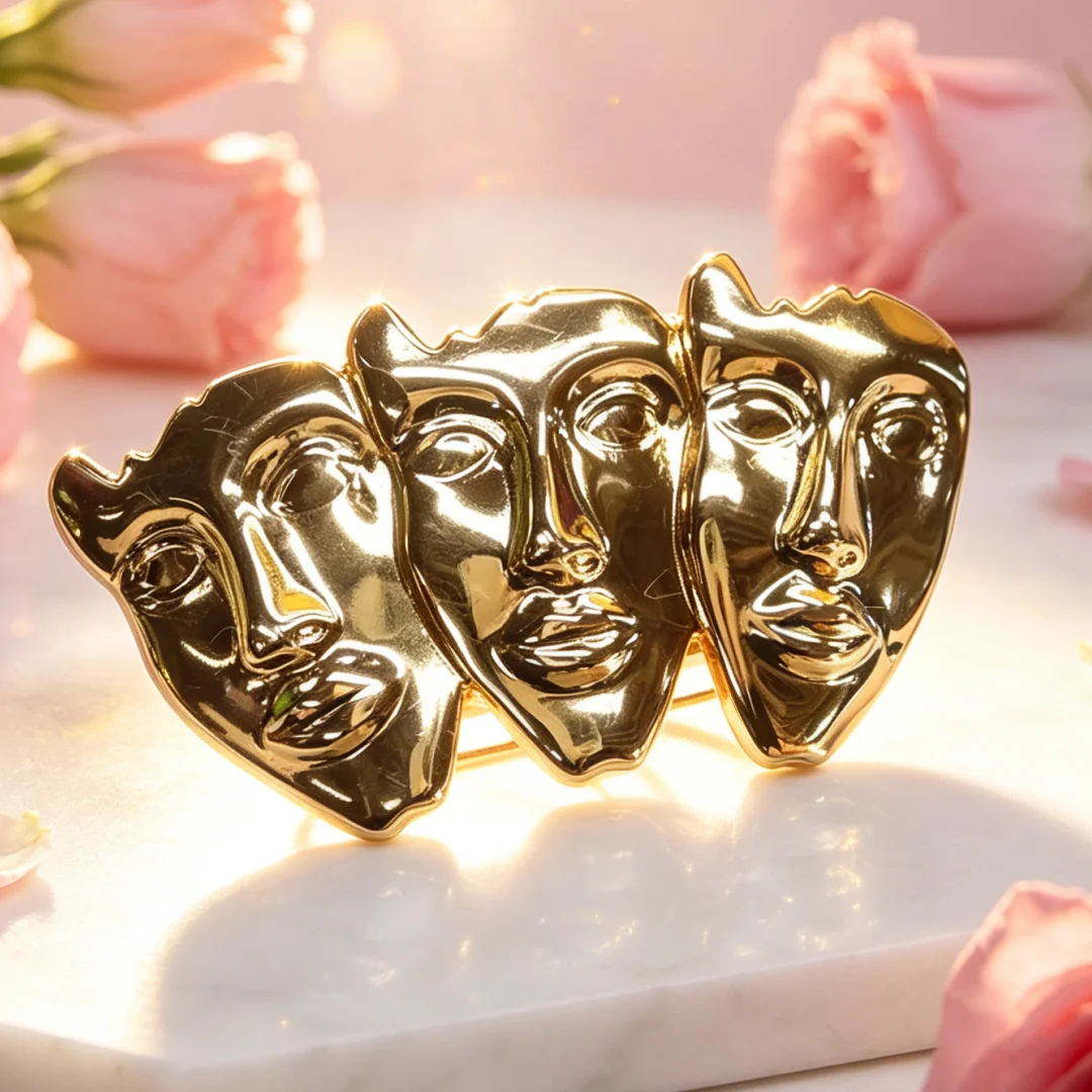 Abstract Human Face Brooch Vintage Metal Mask Brooches For Women Men Gothic Art Jewelry Accessories Party Costume Decoration