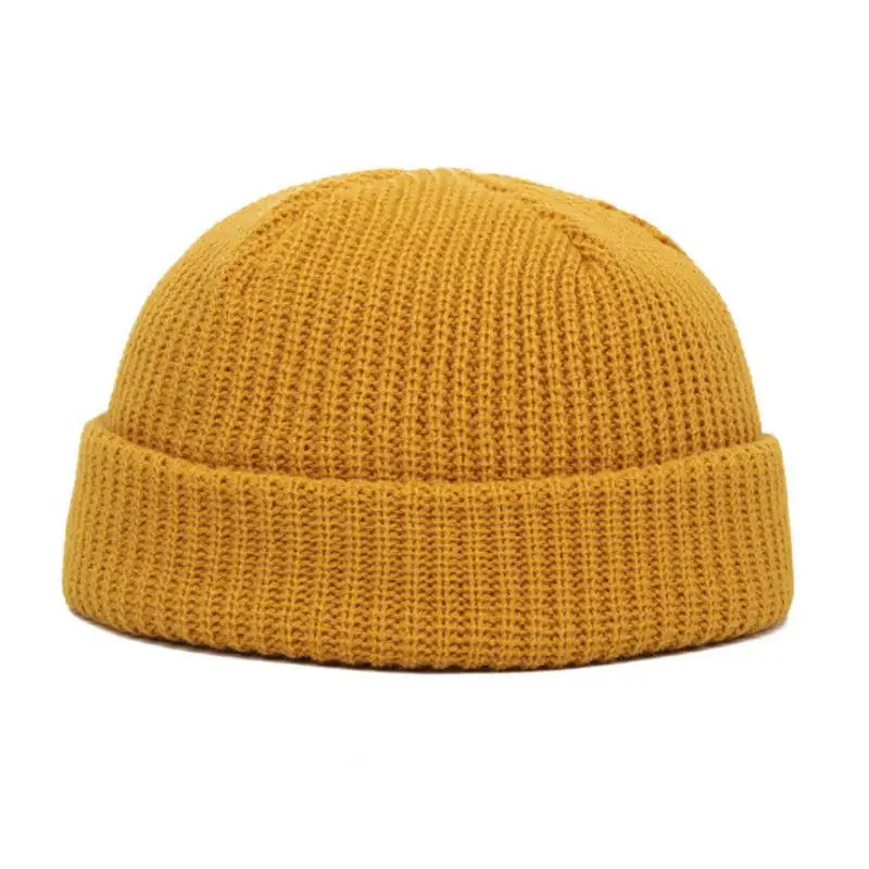 2025, gestrickte Wintermütze für Jungen und Mädchen, einfarbig, hält warm, mit Schlaufe, kleine Beanie-Mützen, hält den Kopf warm, Wintermützen, Gelb, Rot – Detail 6