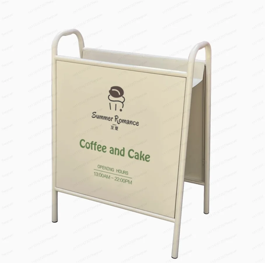 Outdoor Storefront Advertising Sign - Durable Wrought Iron A-Board, Customizable for Door & Window Display