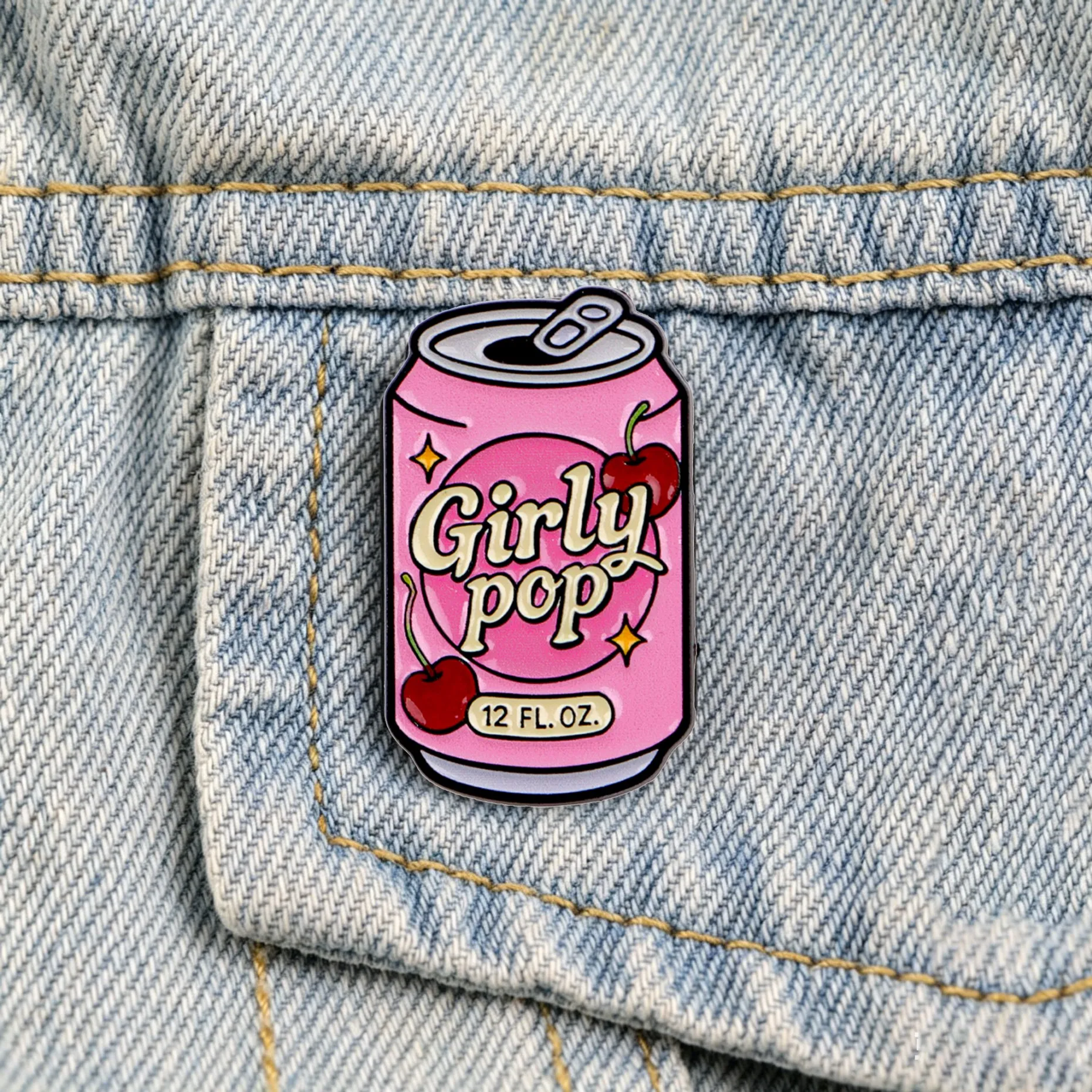 Cute Girly Pop Enamel Pin Cartoon Pink Drink Brooch Lapel Pin for Backpacks & Clothing Decoration Fashion Jewelry Gift
