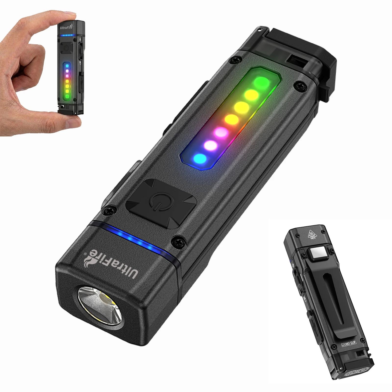 UltraFire M21 Mini EDC Keychain Flashlight USB C Rechargeable Pocket Light 300LM Magnetic Portable Light for Camping Outdoor