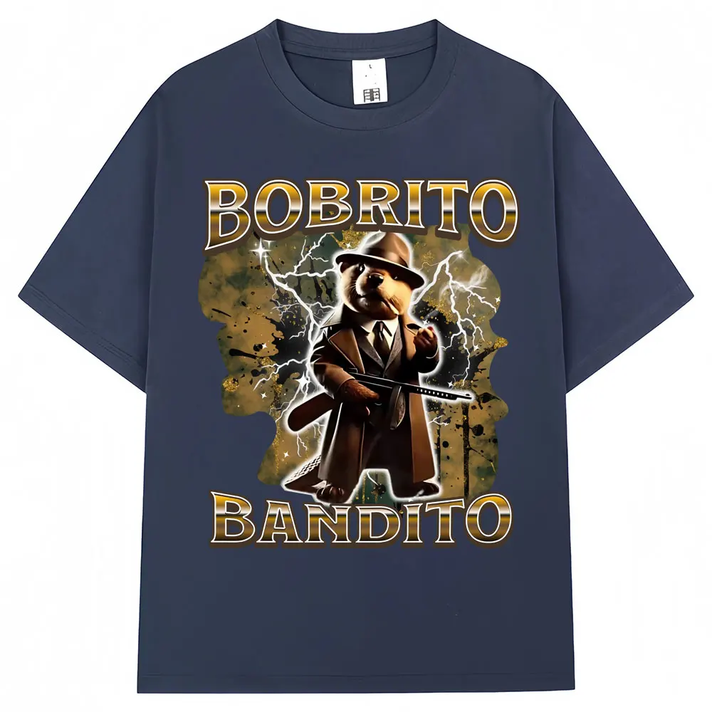 Bobrito Bandito Funny Meme Graphic T Shirt Unisex Fashion  Italian Brainrot Vintage T-Shirts Oversized Cotton T-shirt Streetwear