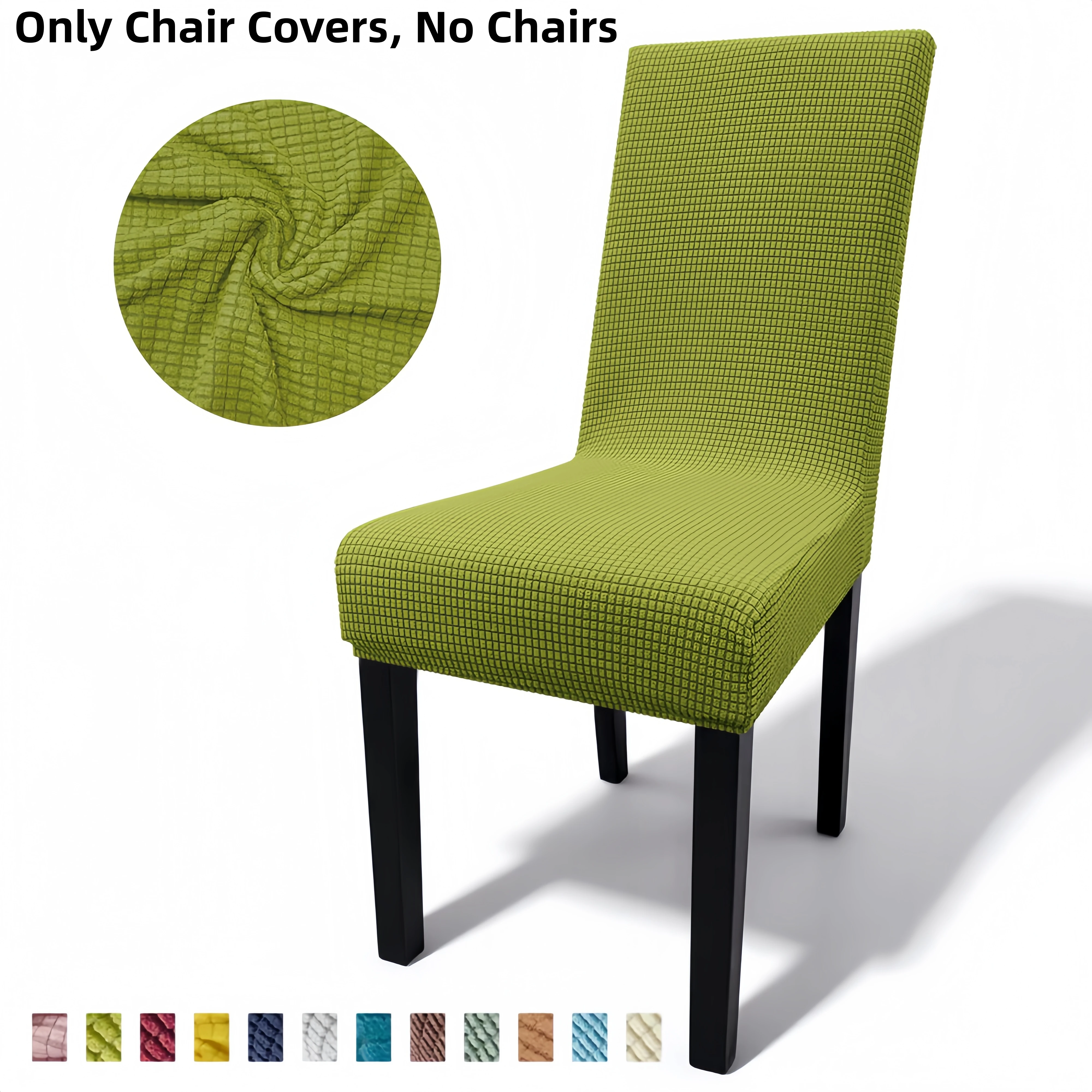 1PC Stretch Dining Chair Covers Feature Textured Checked Jacquard Chair Slipcover Thick Chair Protectors ﻿