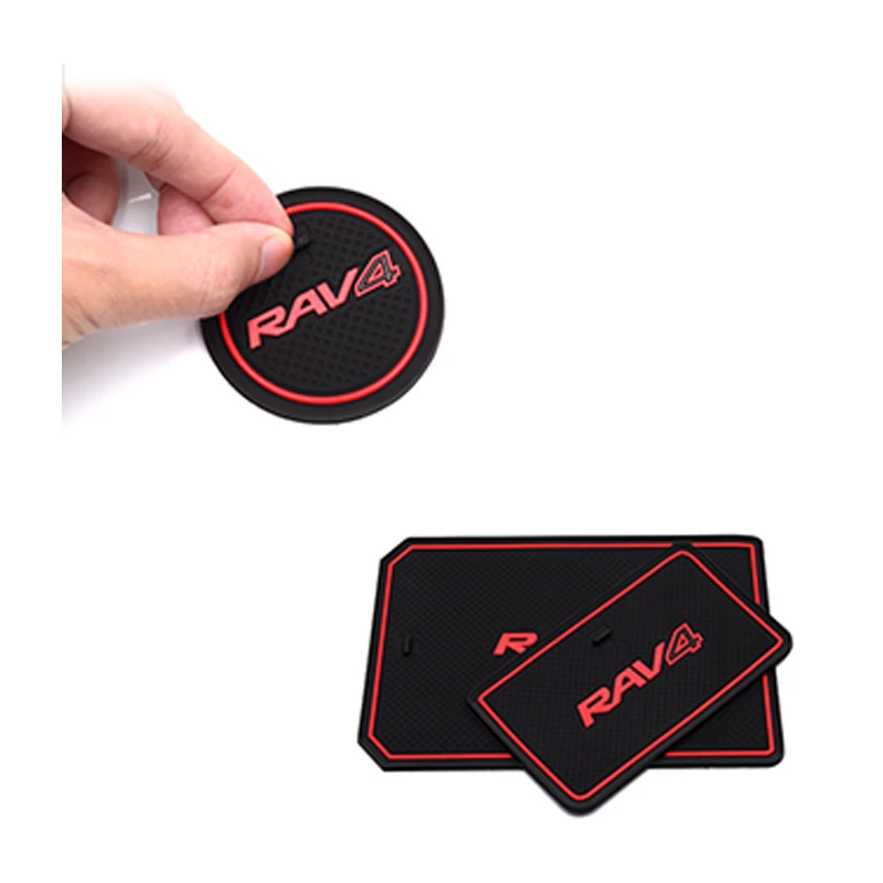 14 pcs Car rubber anti-slip mat coaster Door Slot Mat Set For Toyota RAV4 2016 2017 2018 accessories