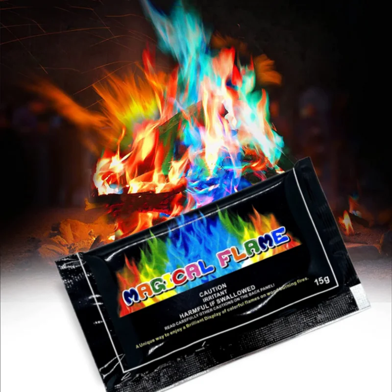 10g/15g/25g/30g Magic Fire Colorful Flames Powder Bonfire Sachets Pyrotechnics Magic Trick Outdoor Camping Hiking Survival Tools