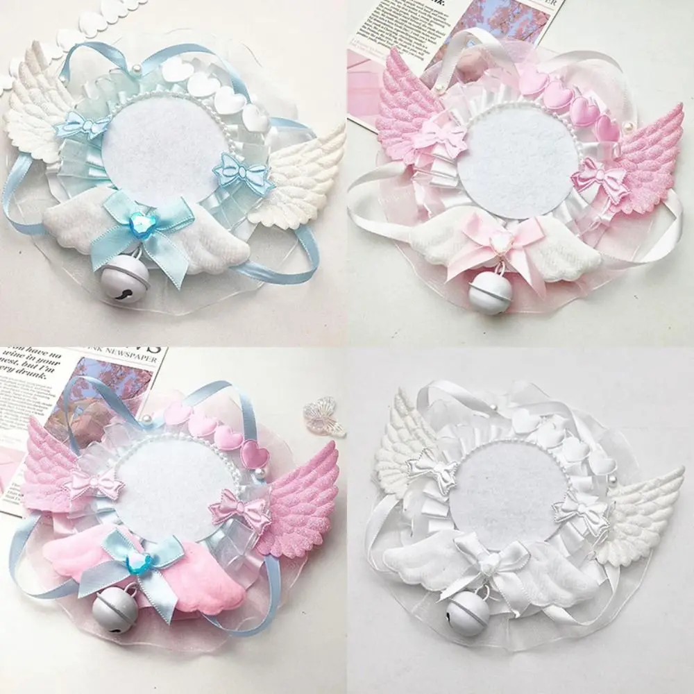 Portable Kawaii 58mm Can Badge Cover Handmade Lace Wings Bow DIY Pain Bag Filler Korean Style Badge Displaying Case Girls