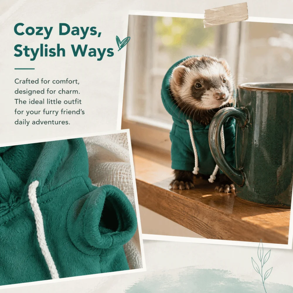 Polyester Pet Ferret Sweatshirt Soft Thickened Ferret Clothing Easy To Put on Exquisite Cut Small Animal Hoodie Party Use