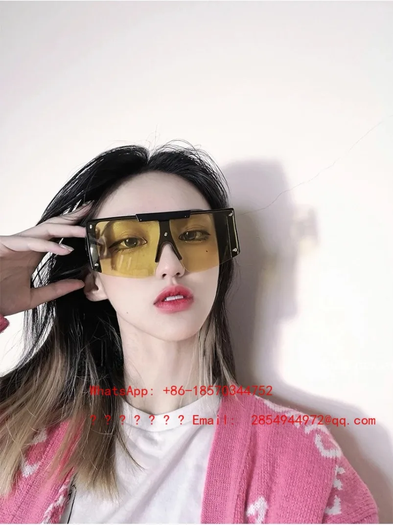 2026     Sunglasses Women's Cool Fried Street Large Frame One-piece Face Cover Sunglasses