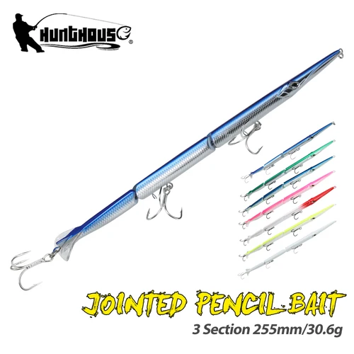 Hunthouse Swimbait 255, señuelo de pesca con lápiz articulado, aguja de 3 secciones, cebo duro que se hunde, 255mm/30,6g, aparejos de pesca de lubina de agua salada