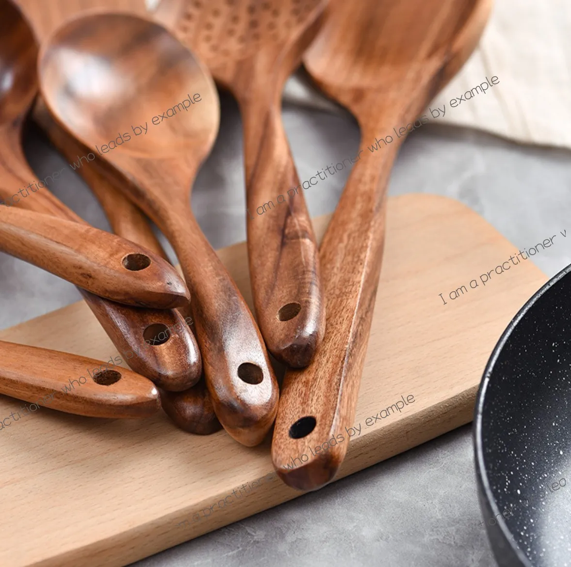 Teak wooden Japanese style spatula kitchen set Non-stick pan cooking wooden spatula set Wooden spatula set