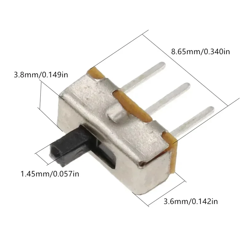 20pcs Interruptor on-off mini Slide Switch 1P2T Long handle: 3mm 4mm 5mm toggle switch SS12D00 SS12D00G3 SS12D00G4 SS12D00G5