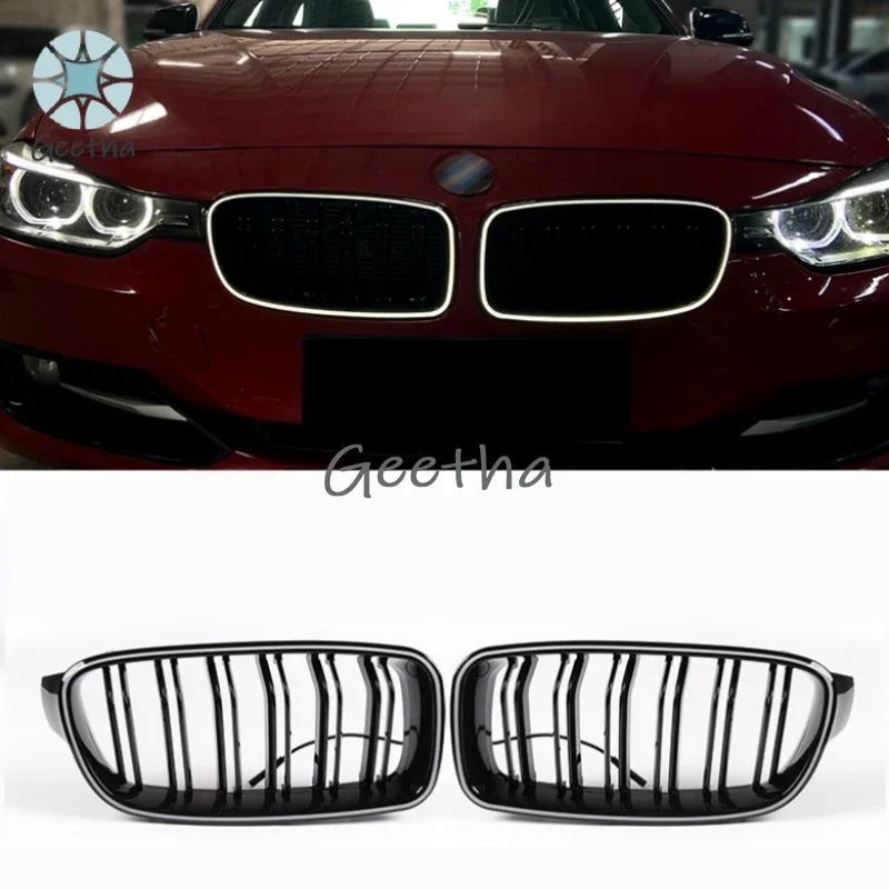 Gloss Black Dual Slats LED Luminous Grille For 3 Series F30 F35 2012 2013 2014 2015 2016 2017 2018 2019 Car Body Kit