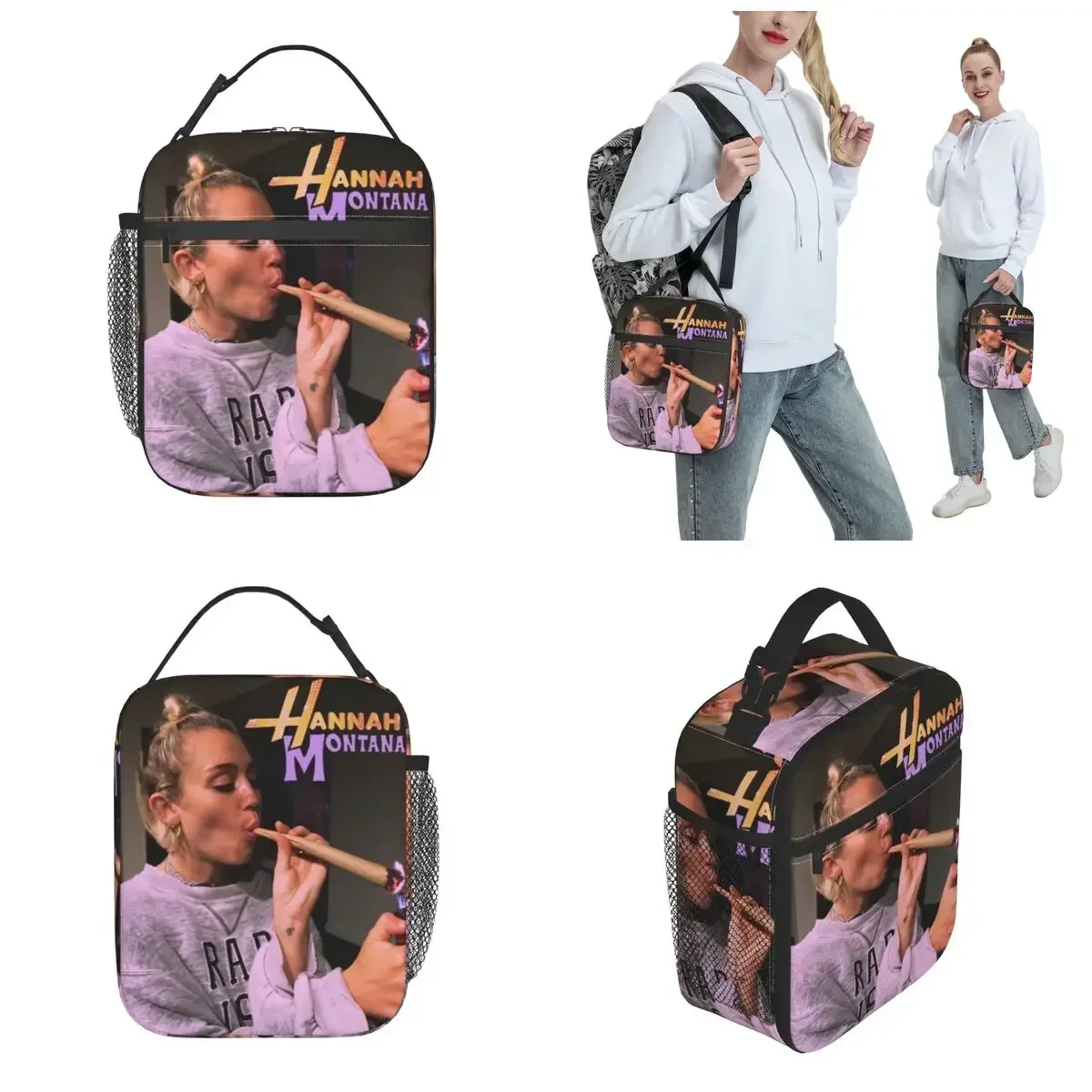 Ethan Peters Hannah Montana Insulated Lunch Tote Bag Storage Food Box Leakproof Thermal Cooler Bento Box Travel