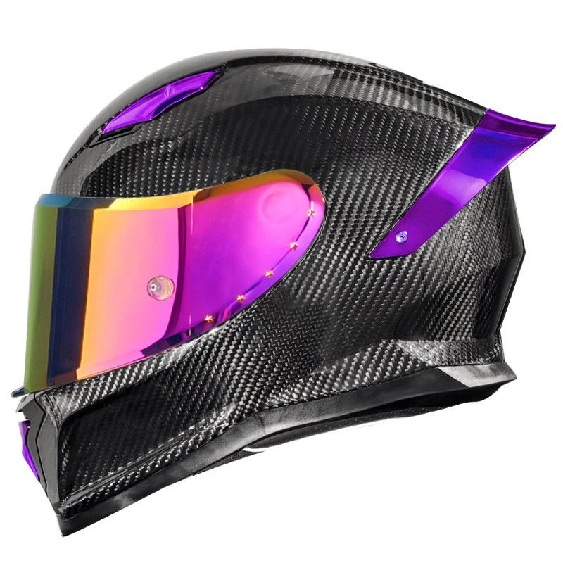 Glossy 3K Twill Carbon Fiber Full Face Motorcycle Helmet DOT ECE Certified Motocross Racing Capacete Male Female